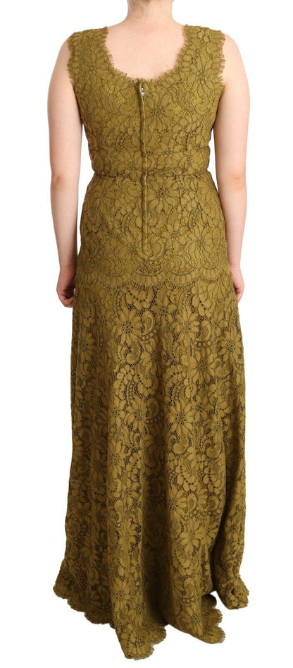 Dolce &amp; Gabbana Elegant Lace Floor-Length Sleeveless Gown