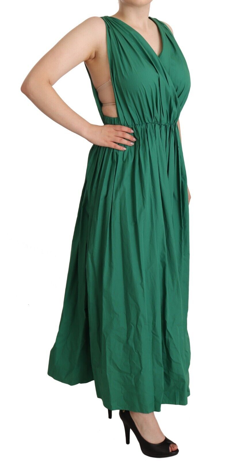 Dolce & Gabbana Elegant Deep Green Sleeveless A-Line Dress