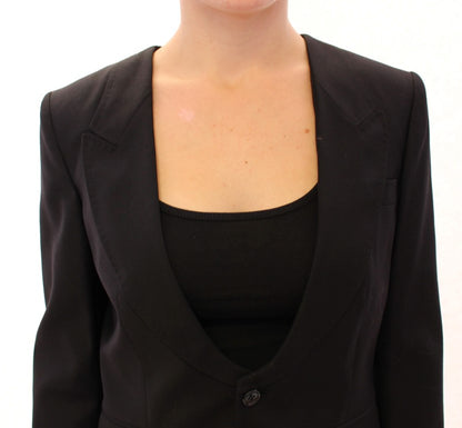 Dolce &amp; Gabbana Elegant Silk-Blend Black Blazer with Scarf Back Detail