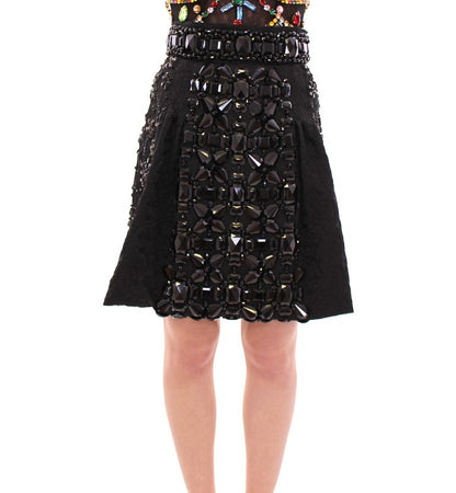 Dolce &amp; Gabbana Black Crystal Embellished Masterpiece Skirt