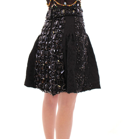 Dolce &amp; Gabbana Black Crystal Embellished Masterpiece Skirt