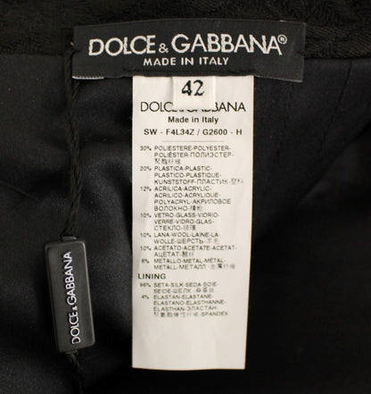 Dolce &amp; Gabbana Black Crystal Embellished Masterpiece Skirt