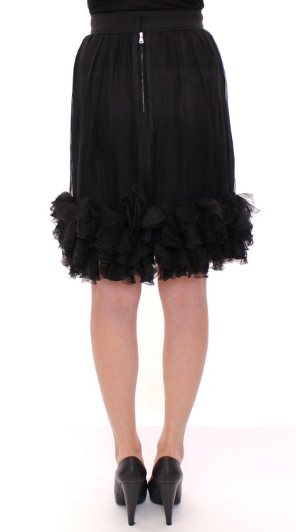 Dolce &amp; Gabbana Elegant Silk Black Skirt for Evenings