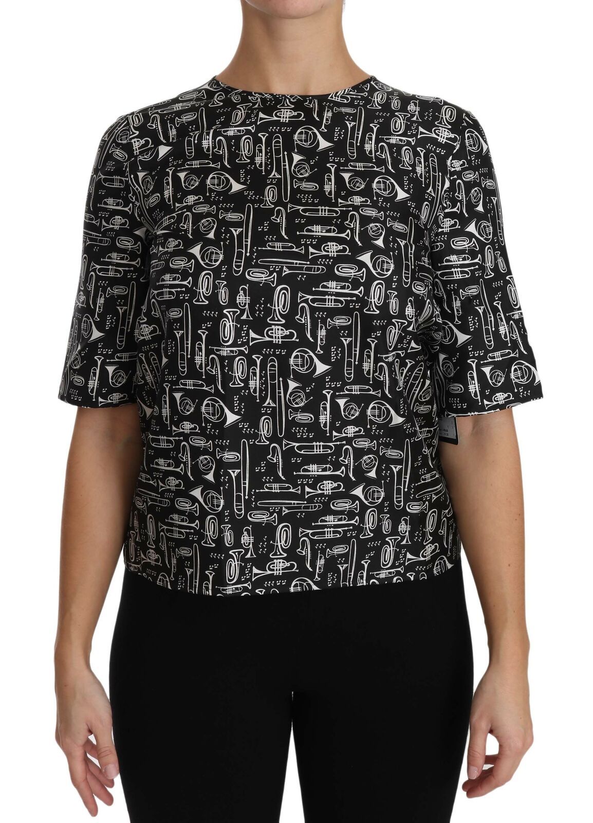 Dolce &amp; Gabbana Exquisite Trumpet Print Silk Blouse