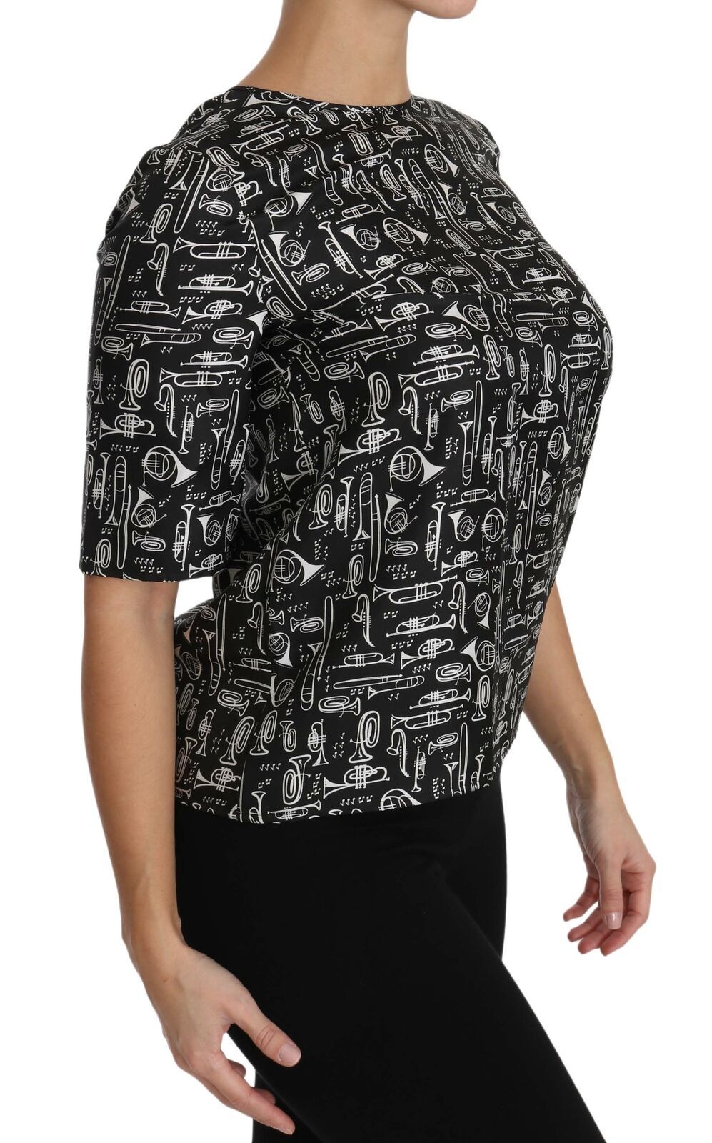 Dolce &amp; Gabbana Exquisite Trumpet Print Silk Blouse