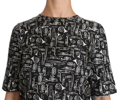 Dolce &amp; Gabbana Exquisite Trumpet Print Silk Blouse