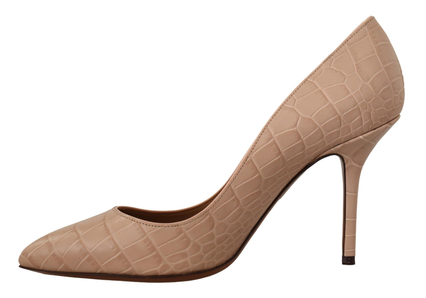 Dolce &amp; Gabbana Elegant Nude Leather Kitten Heels Pumps