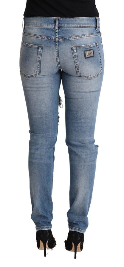 Dolce &amp; Gabbana Chic Distressed Denim Skinny Jeans