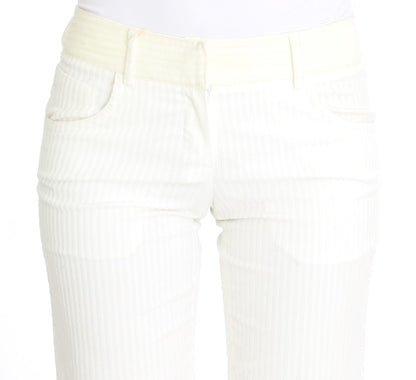 Ermanno Scervino Chic White Striped Straight Fit Pants