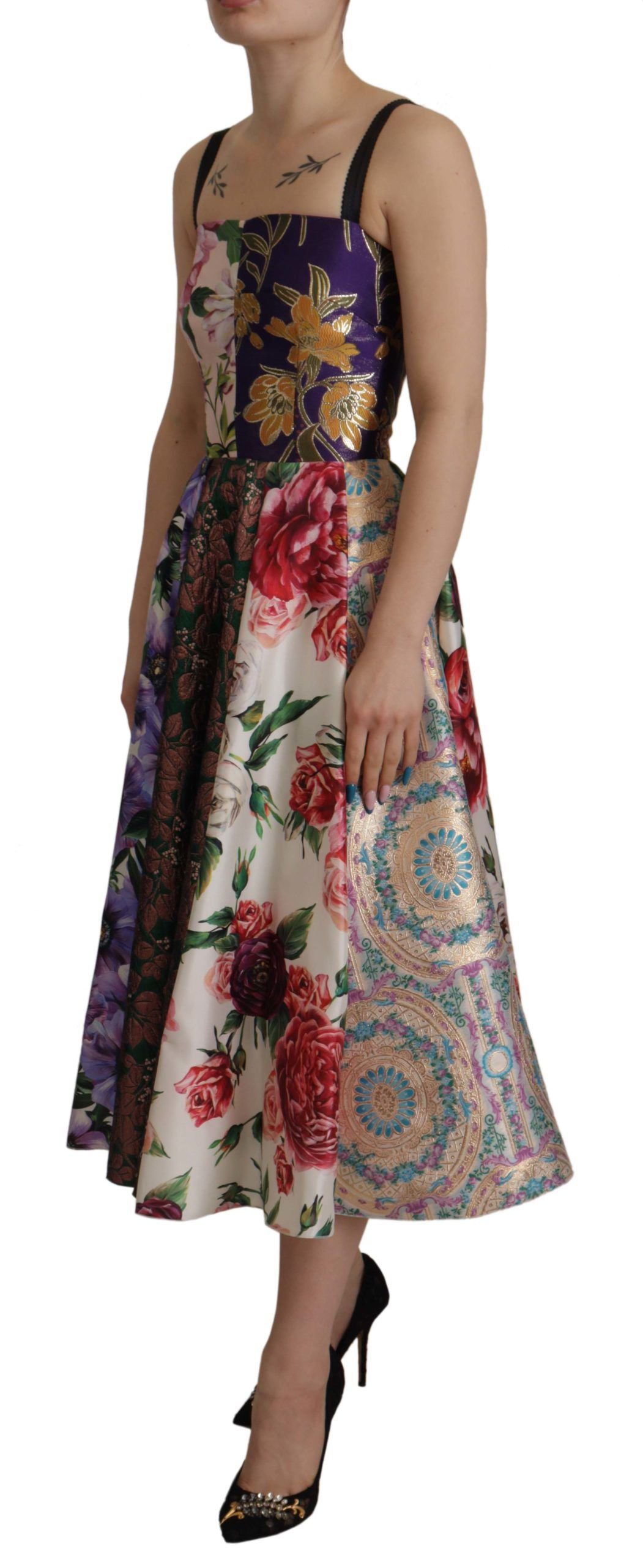 Dolce &amp; Gabbana Patchwork Elegance Silk Blend Dress