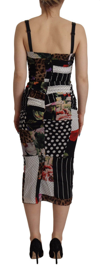 Dolce &amp; Gabbana Elegant Patchwork Midi Silk Blend Dress