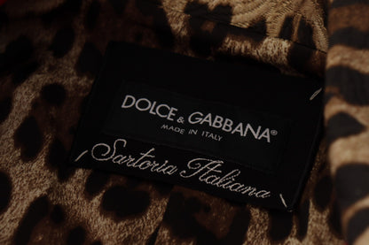 Dolce &amp; Gabbana Elegant Red Leopard Trench Coat