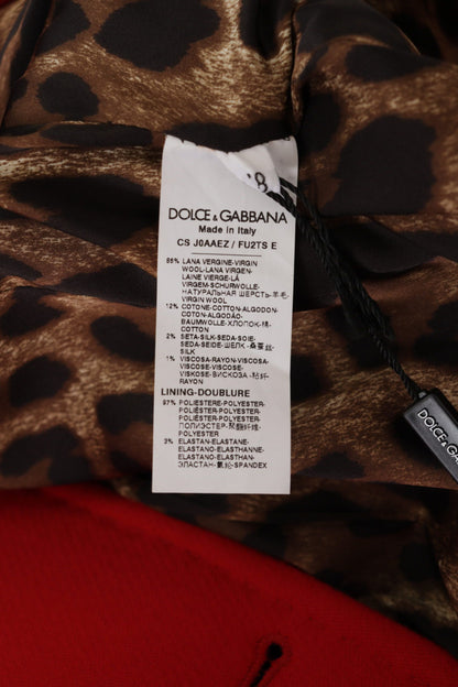 Dolce &amp; Gabbana Elegant Red Leopard Trench Coat