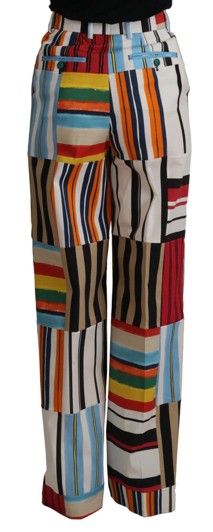 Dolce &amp; Gabbana Elegant High Waist Striped Trousers