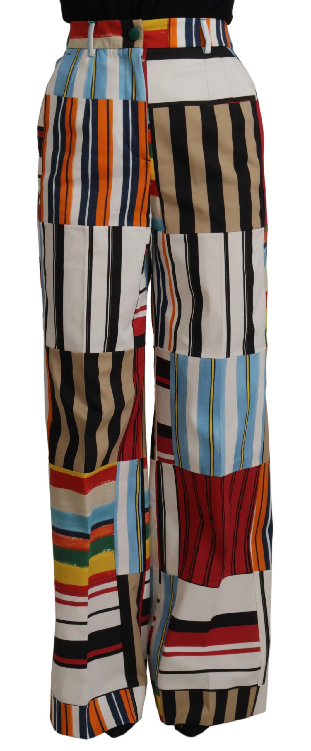 Dolce &amp; Gabbana Elegant High Waist Striped Trousers