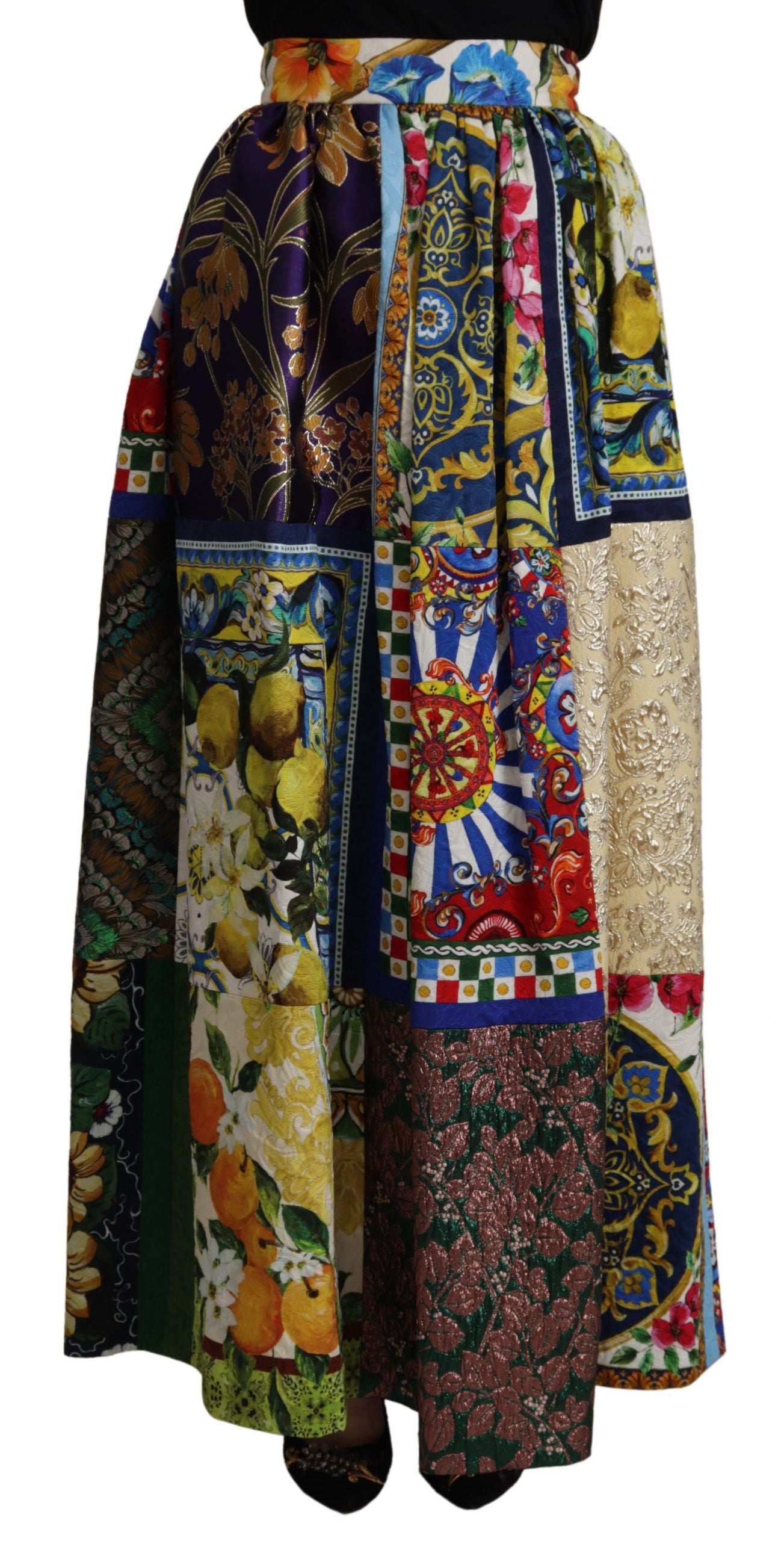 Dolce &amp; Gabbana High Waist Maxi Skirt with Sicilian Patterns