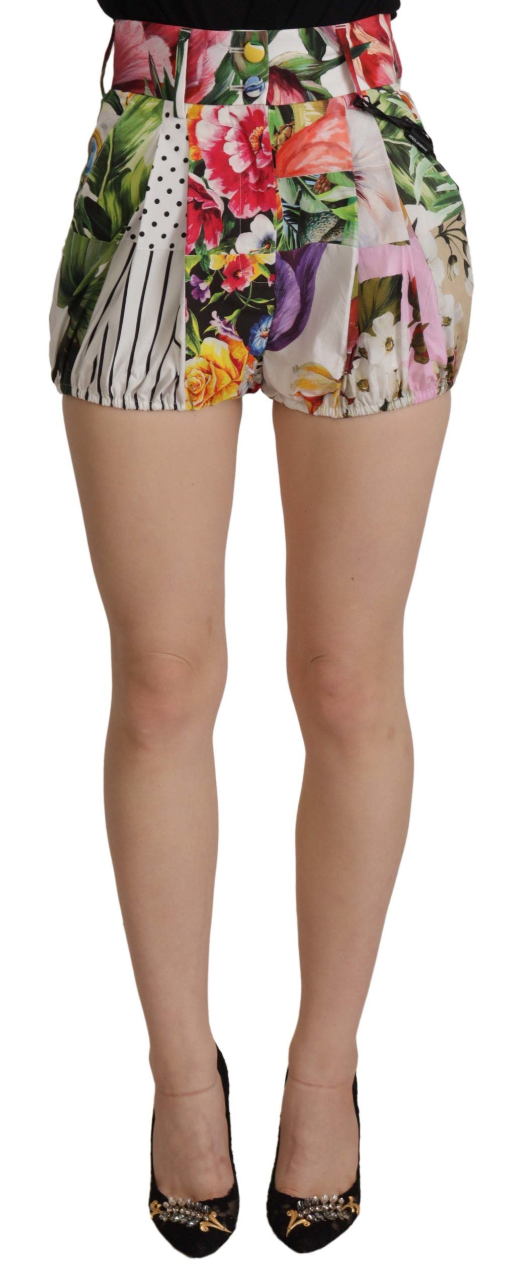 Dolce &amp; Gabbana Multicolor Majolica Floral High-Waist Shorts