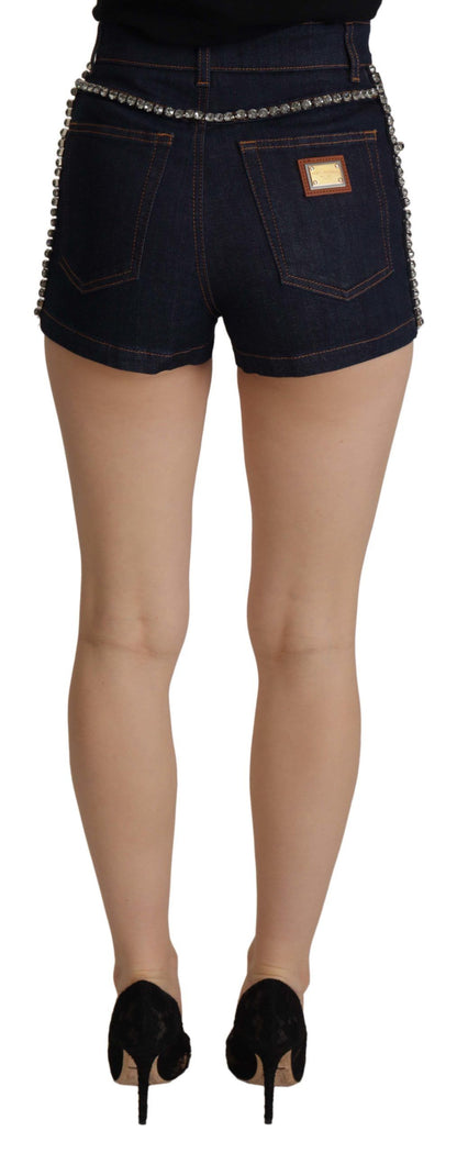 Dolce &amp; Gabbana Chic High Waist Hot Pants Shorts with Crystal Detailing