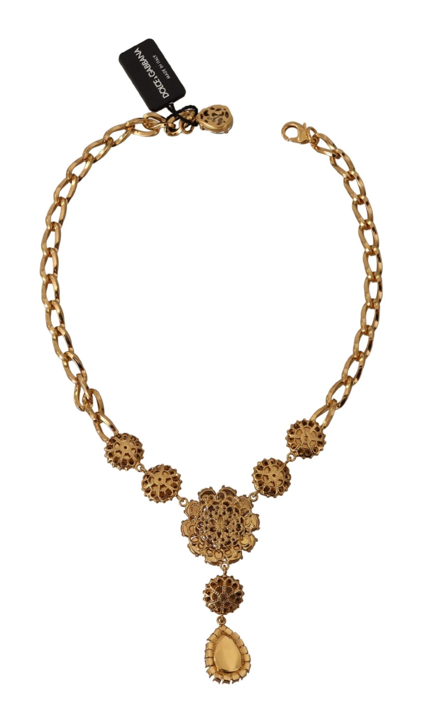 Dolce &amp; Gabbana Elegant Floral Crystal Statement Necklace