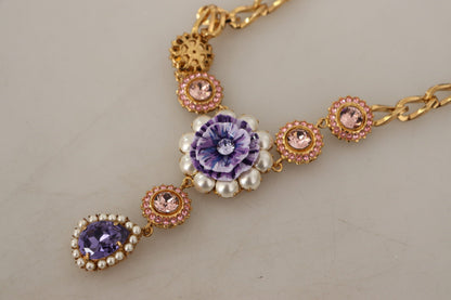 Dolce &amp; Gabbana Elegant Floral Crystal Statement Necklace