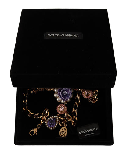 Dolce &amp; Gabbana Elegant Floral Crystal Statement Necklace