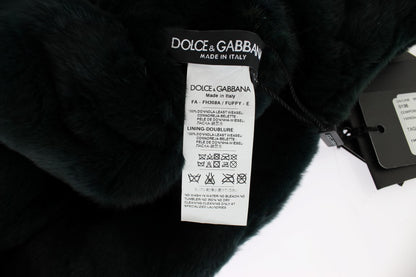 Dolce &amp; Gabbana Exclusive Green Weasel Fur Hooded Scarf