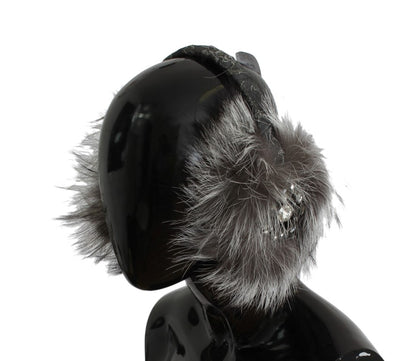 Dolce &amp; Gabbana Elegant Fur and Crystal Ear Muffs