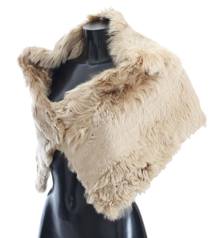 Dolce &amp; Gabbana Elegant Alpaca Fur Shoulder Wrap in Beige