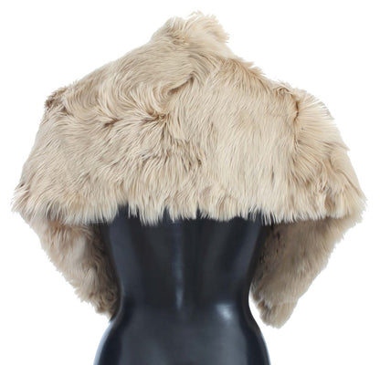 Dolce &amp; Gabbana Elegant Alpaca Fur Shoulder Wrap in Beige