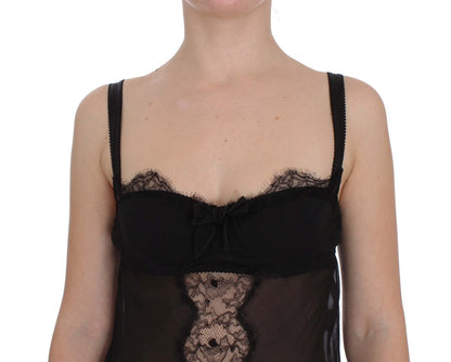 Dolce &amp; Gabbana Elegant Silk Floral Lace Babydoll Chemise