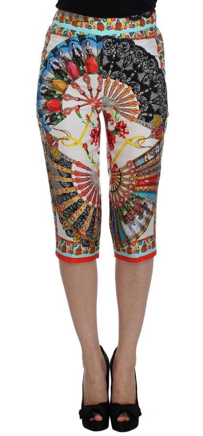 Dolce &amp; Gabbana Multicolor Majolica Silk Capri Pants