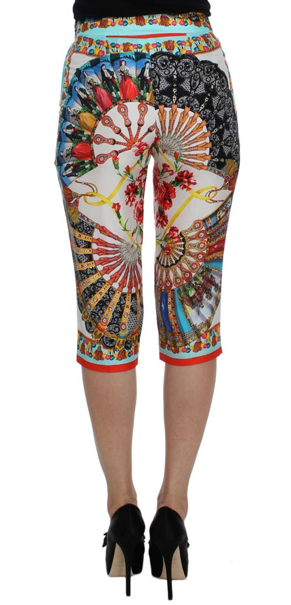 Dolce &amp; Gabbana Multicolor Majolica Silk Capri Pants