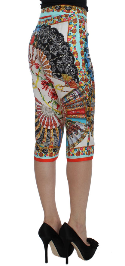 Dolce &amp; Gabbana Multicolor Majolica Silk Capri Pants