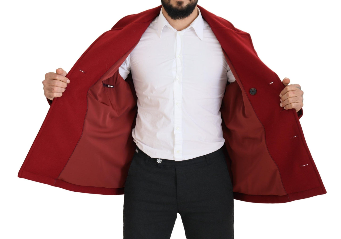 Dolce &amp; Gabbana Elegant Red Double Breasted Wool Jacket