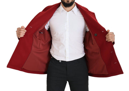 Dolce &amp; Gabbana Elegant Red Double Breasted Wool Jacket