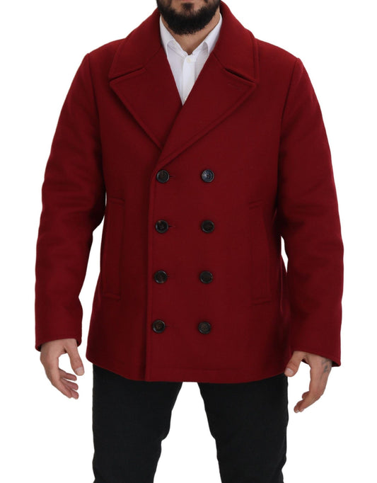 Dolce &amp; Gabbana Elegant Red Double Breasted Wool Jacket