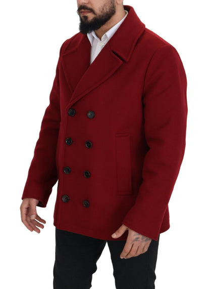 Dolce &amp; Gabbana Elegant Red Double Breasted Wool Jacket