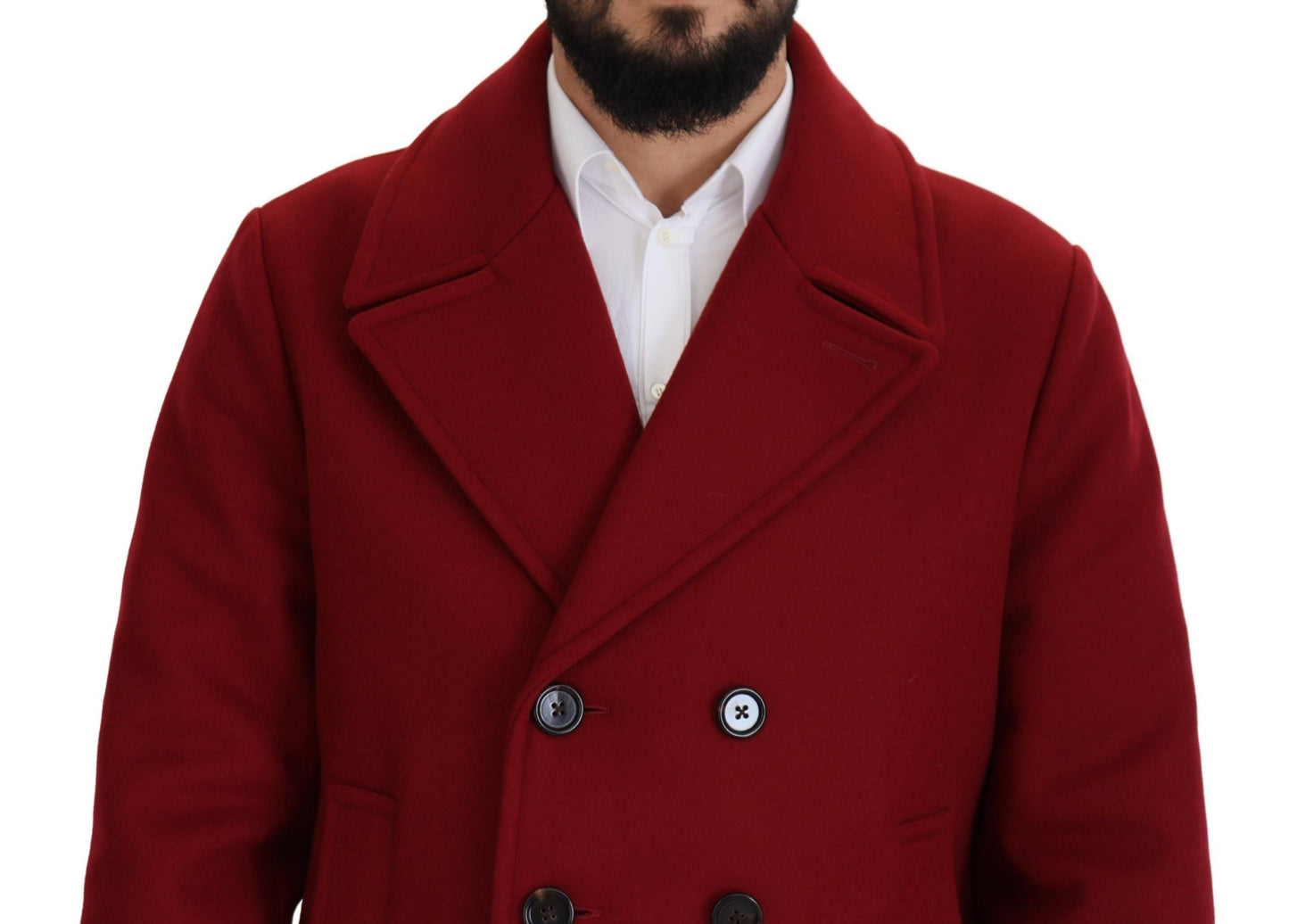 Dolce &amp; Gabbana Elegant Red Double Breasted Wool Jacket