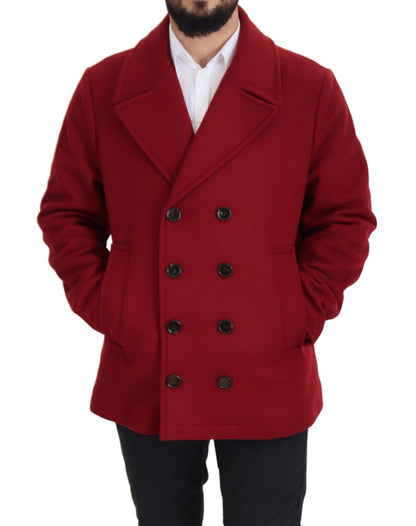 Dolce &amp; Gabbana Elegant Red Double Breasted Wool Jacket