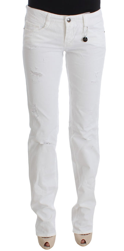 Costume National Chic Slim Fit White Cotton Jeans