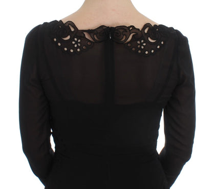 Dolce &amp; Gabbana Elegant Black Floral Lace Sheath Dress