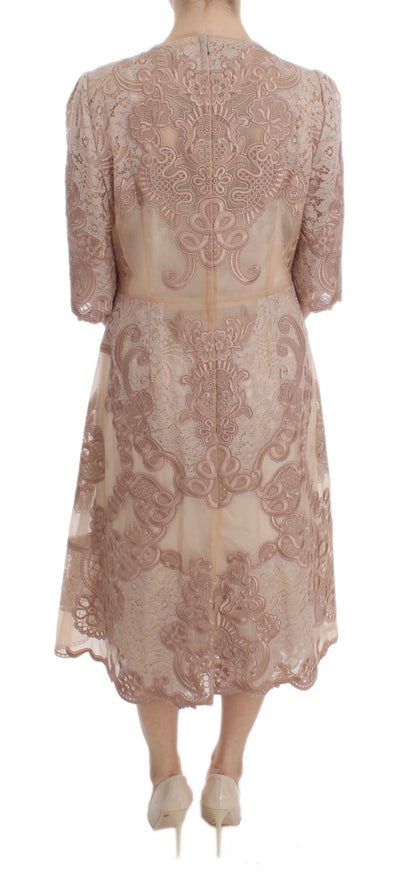 Dolce &amp; Gabbana Elegant Pink Lace Embroidered Shift Dress