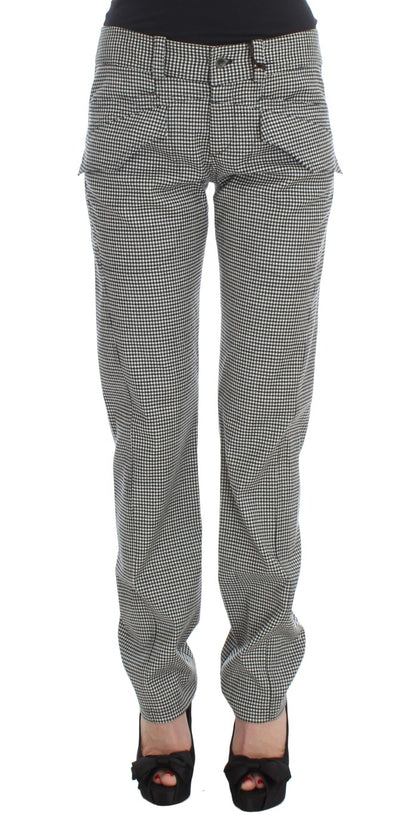 Ermanno Scervino Chic Checkered Black &amp; White Regular Fit Pants