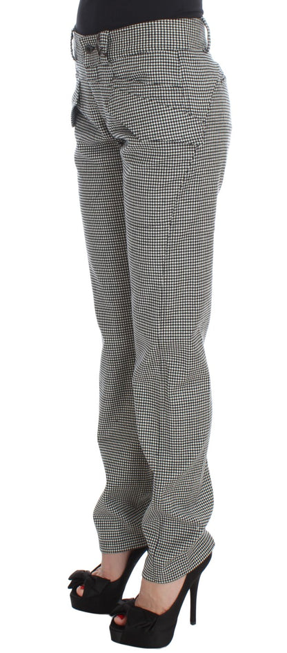 Ermanno Scervino Chic Checkered Black &amp; White Regular Fit Pants