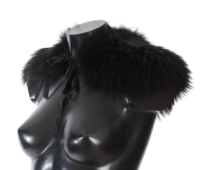 Dolce &amp; Gabbana Black Fox Fur Chic Shoulder Wrap