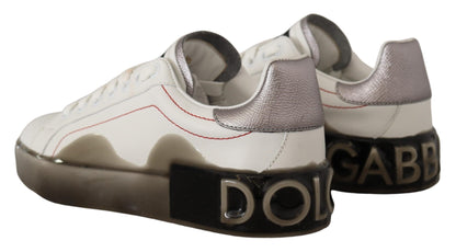 Dolce &amp; Gabbana Elegant White Leather Sneakers