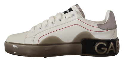 Dolce &amp; Gabbana Elegant White Leather Sneakers