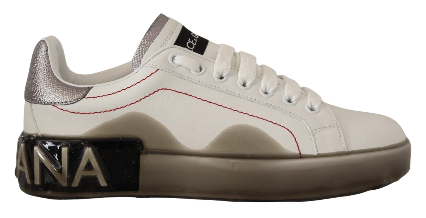 Dolce &amp; Gabbana Elegant White Leather Sneakers