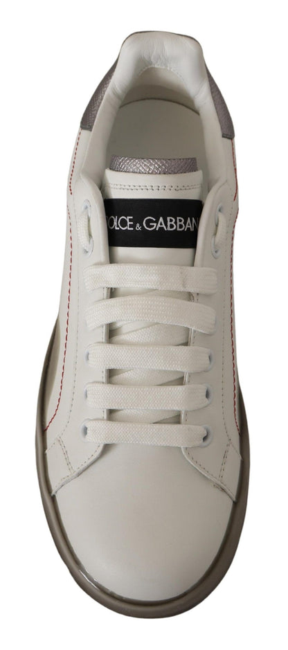 Dolce &amp; Gabbana Elegant White Leather Sneakers