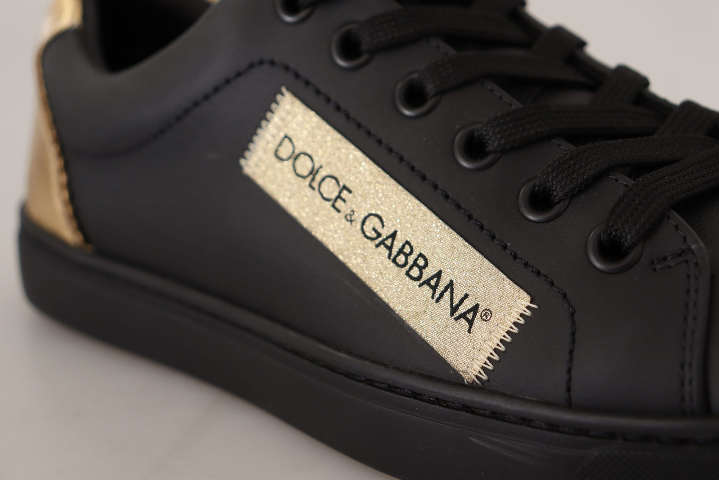 Dolce & Gabbana Chic Black and Gold Low-top Leather Sneakers